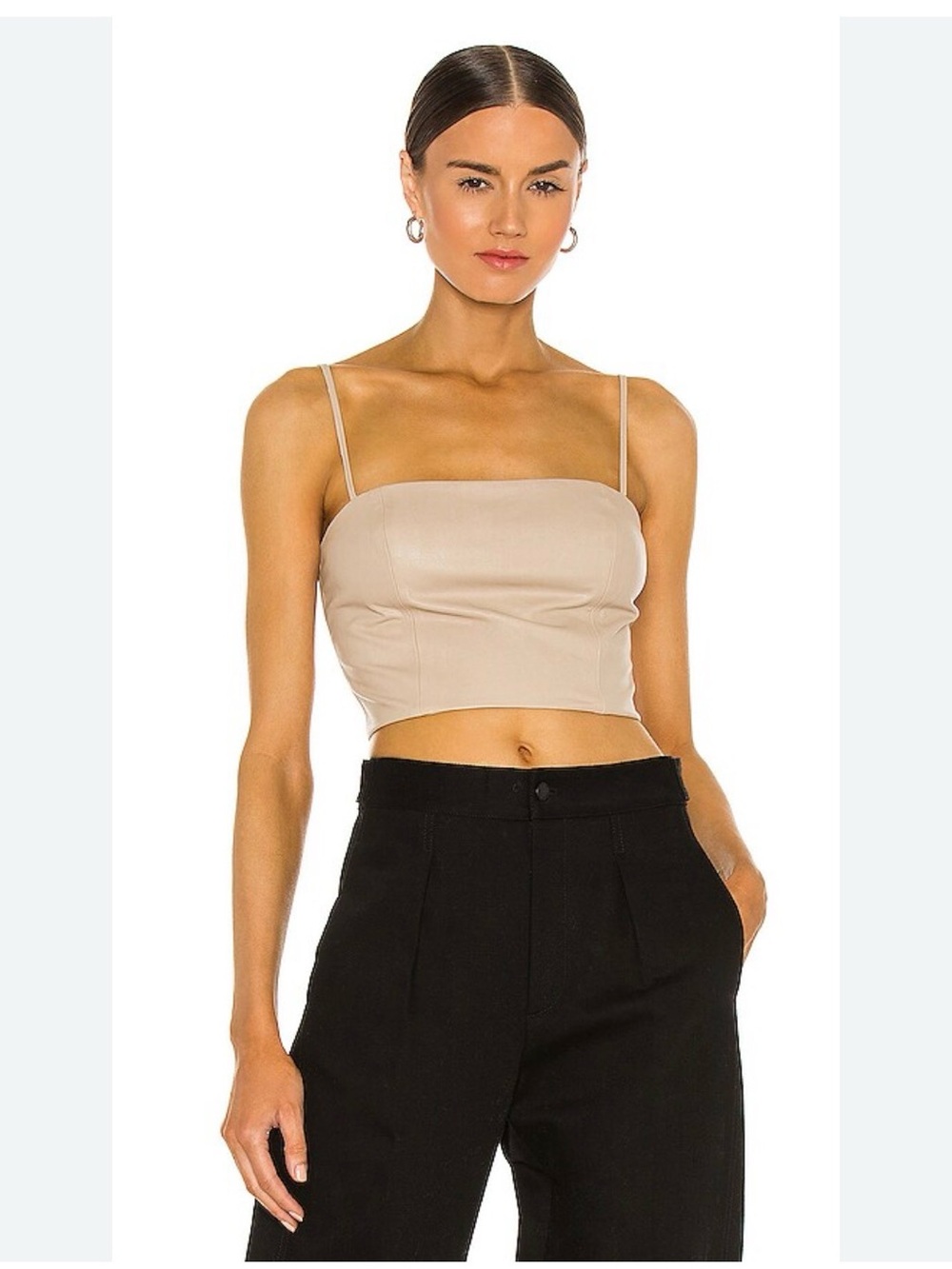 Amanda Uprichard Palmetto Crop Faux Leather Top in Tan Women’s Size S